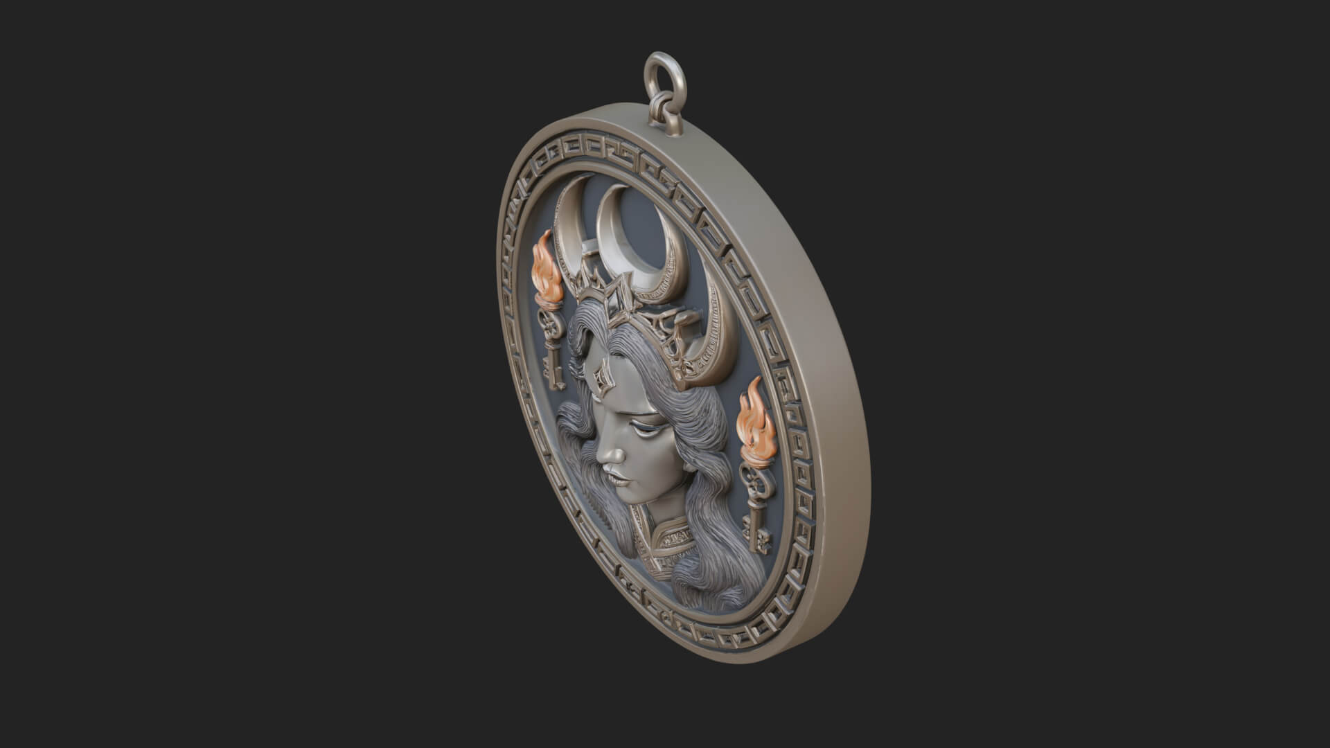 Moon Crown Goddess Oval Plaque Design 1 3D Print Model 3D Model