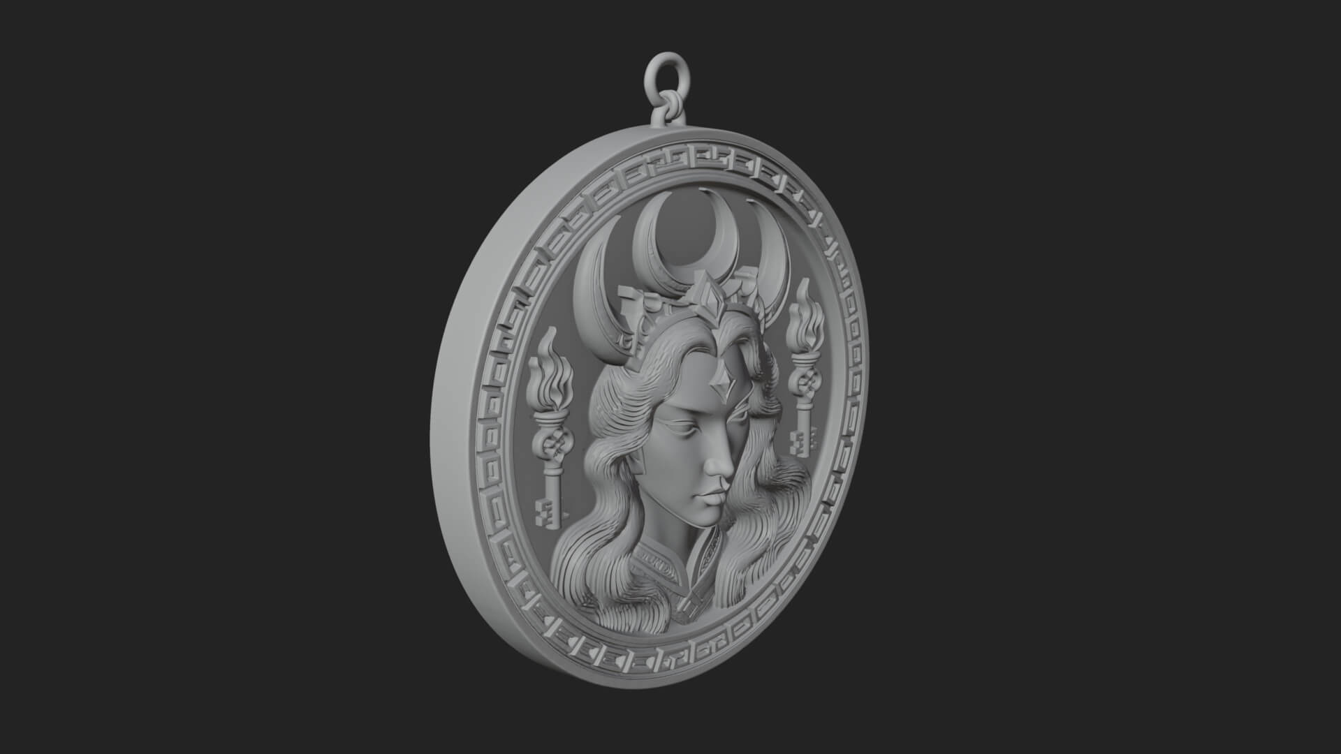 Moon Crown Goddess Oval Plaque Design 1 3D Print Model 3D Model