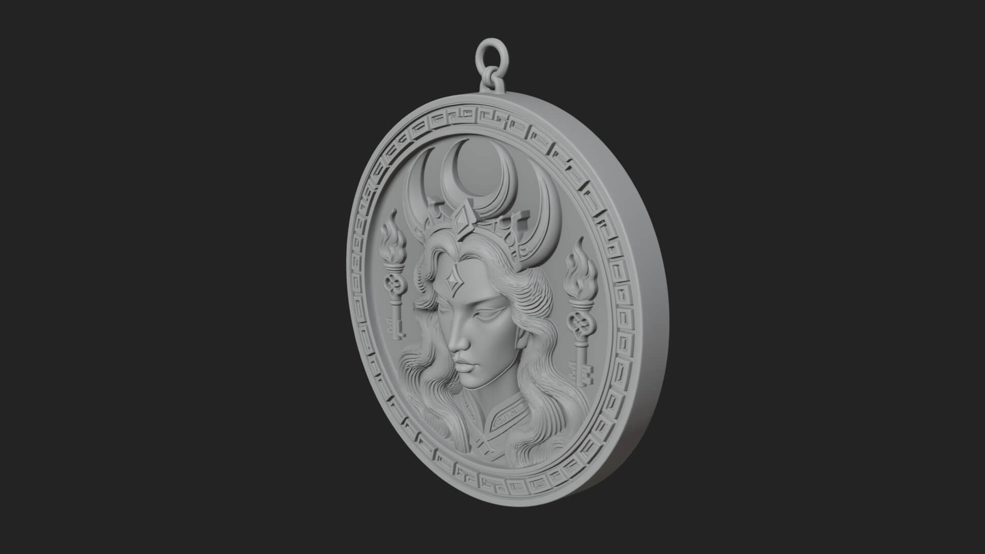 Moon Crown Goddess Oval Plaque Design 1 3D Print Model 3D Model