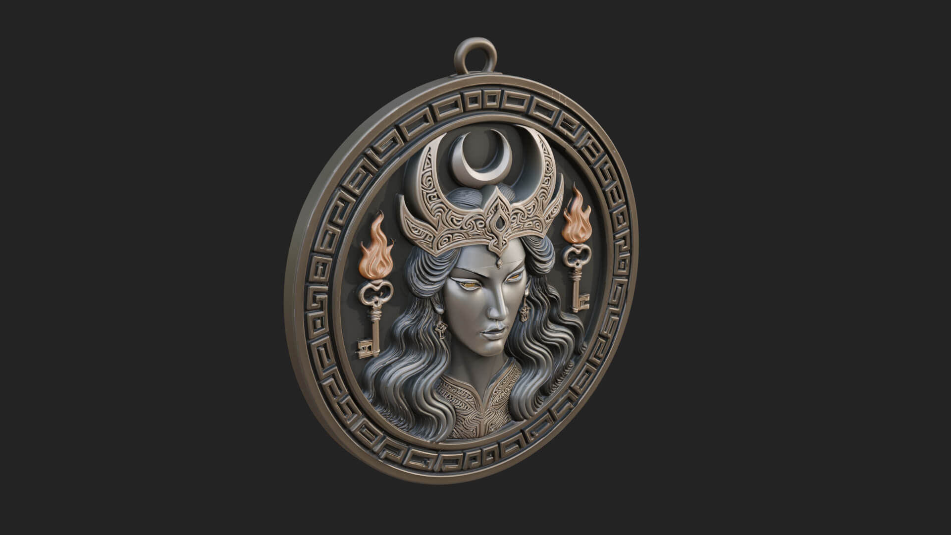 Moon Crown Goddess Oval Plaque Design 2 3D Print Model 3D Model