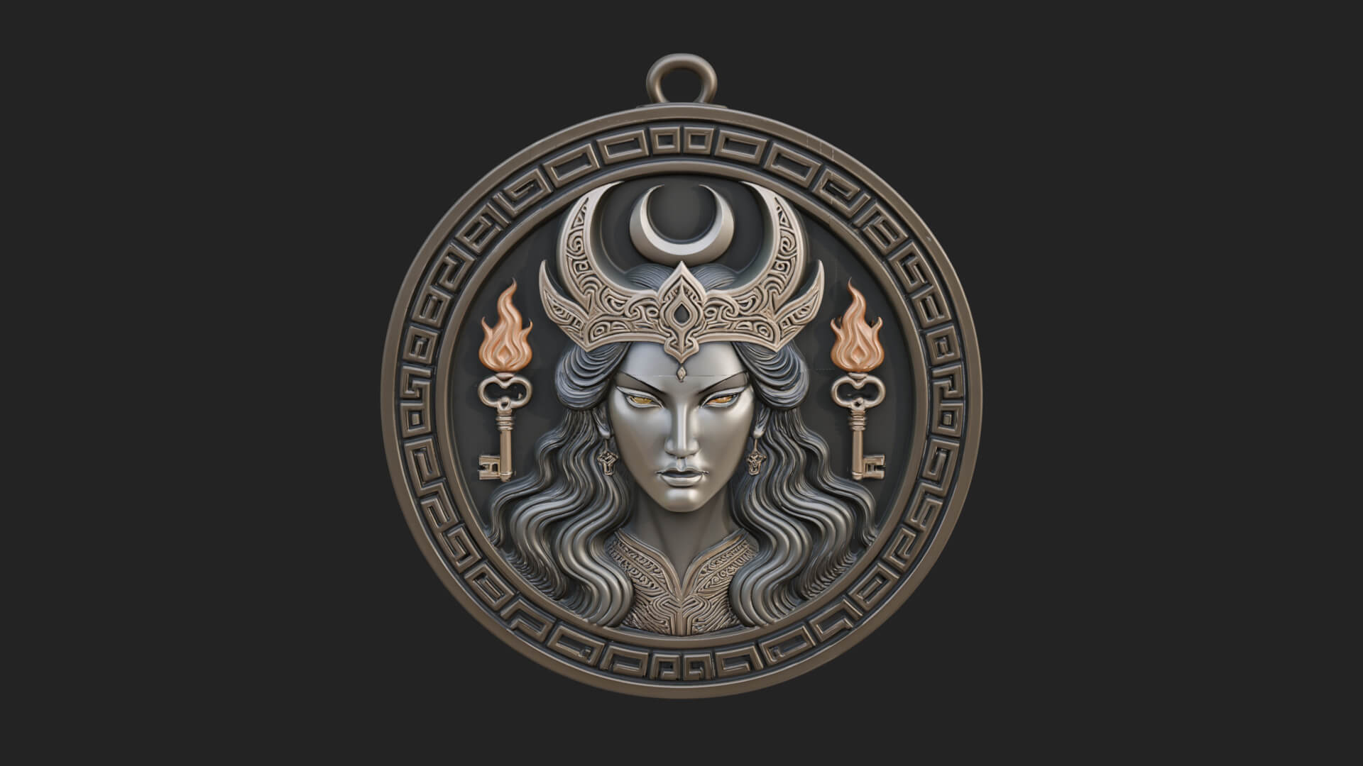 Moon Crown Goddess Oval Plaque Design 2 3D Print Model 3D Model