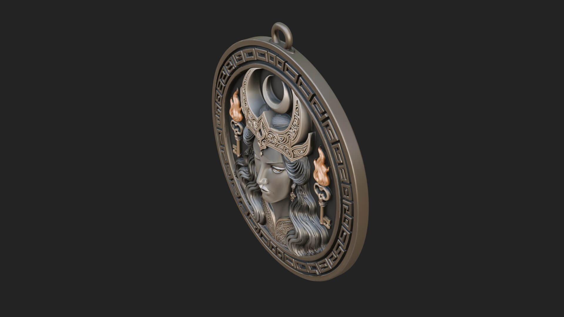 Moon Crown Goddess Oval Plaque Design 2 3D Print Model 3D Model