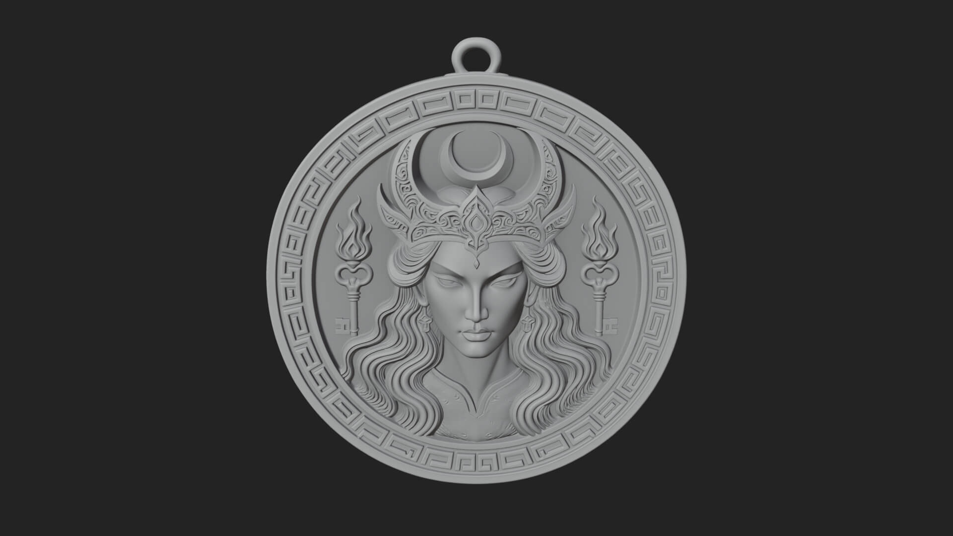Moon Crown Goddess Oval Plaque Design 2 3D Print Model 3D Model