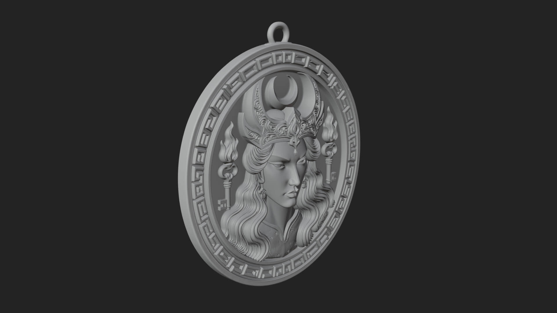 Moon Crown Goddess Oval Plaque Design 2 3D Print Model 3D Model