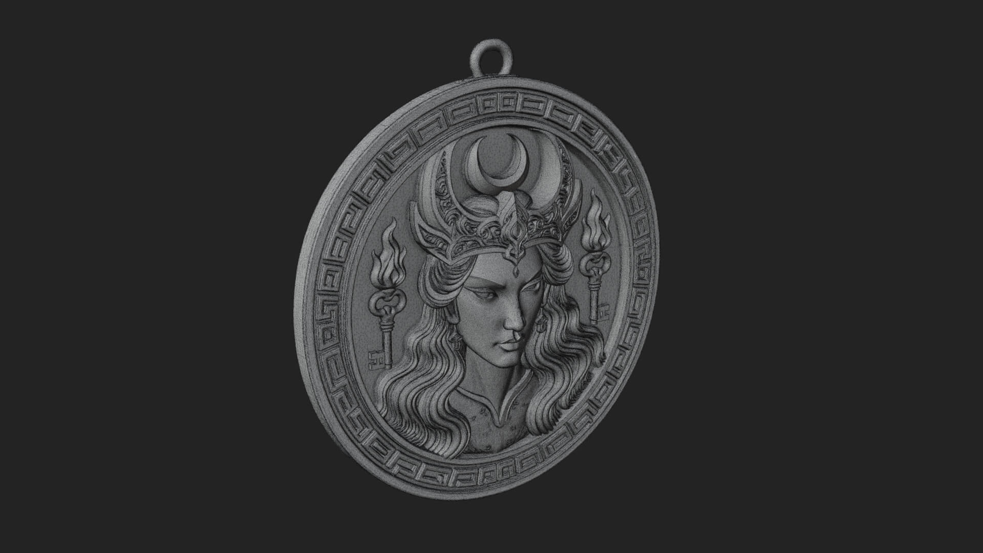 Moon Crown Goddess Oval Plaque Design 2 3D Print Model 3D Model