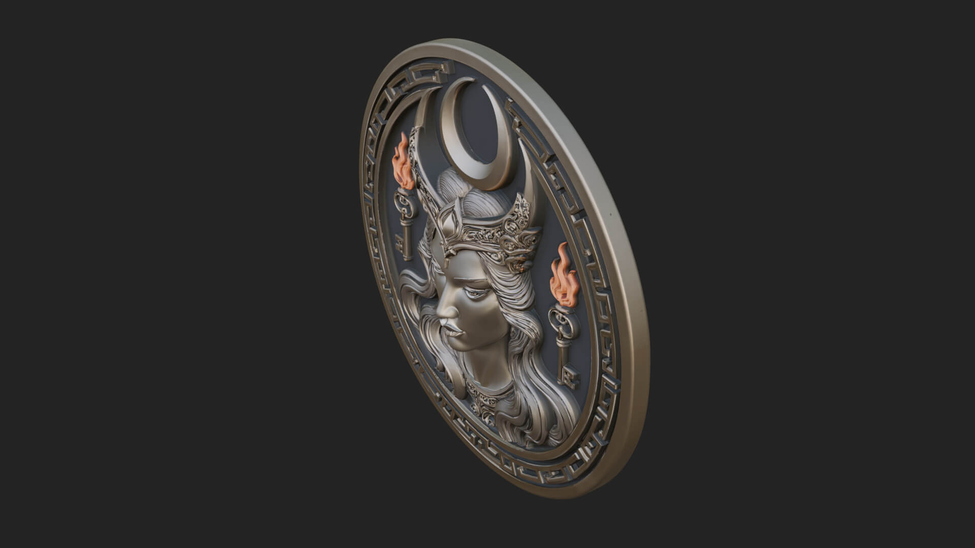 Moon Crown Goddess Oval Plaque Design 3 3D Print Model 3D Model