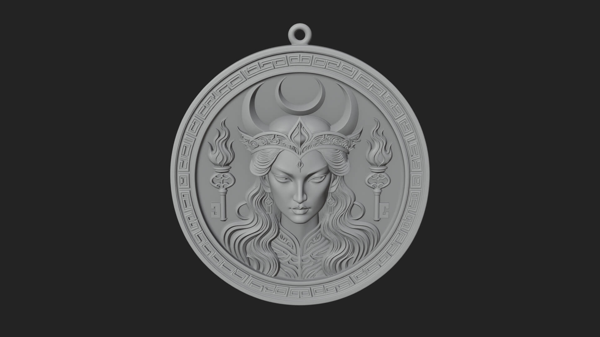 Moon Crown Goddess Oval Plaque Design 4 3D Print Model 3D Model