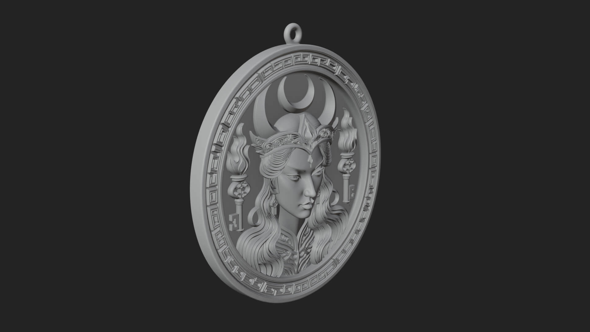 Moon Crown Goddess Oval Plaque Design 4 3D Print Model 3D Model