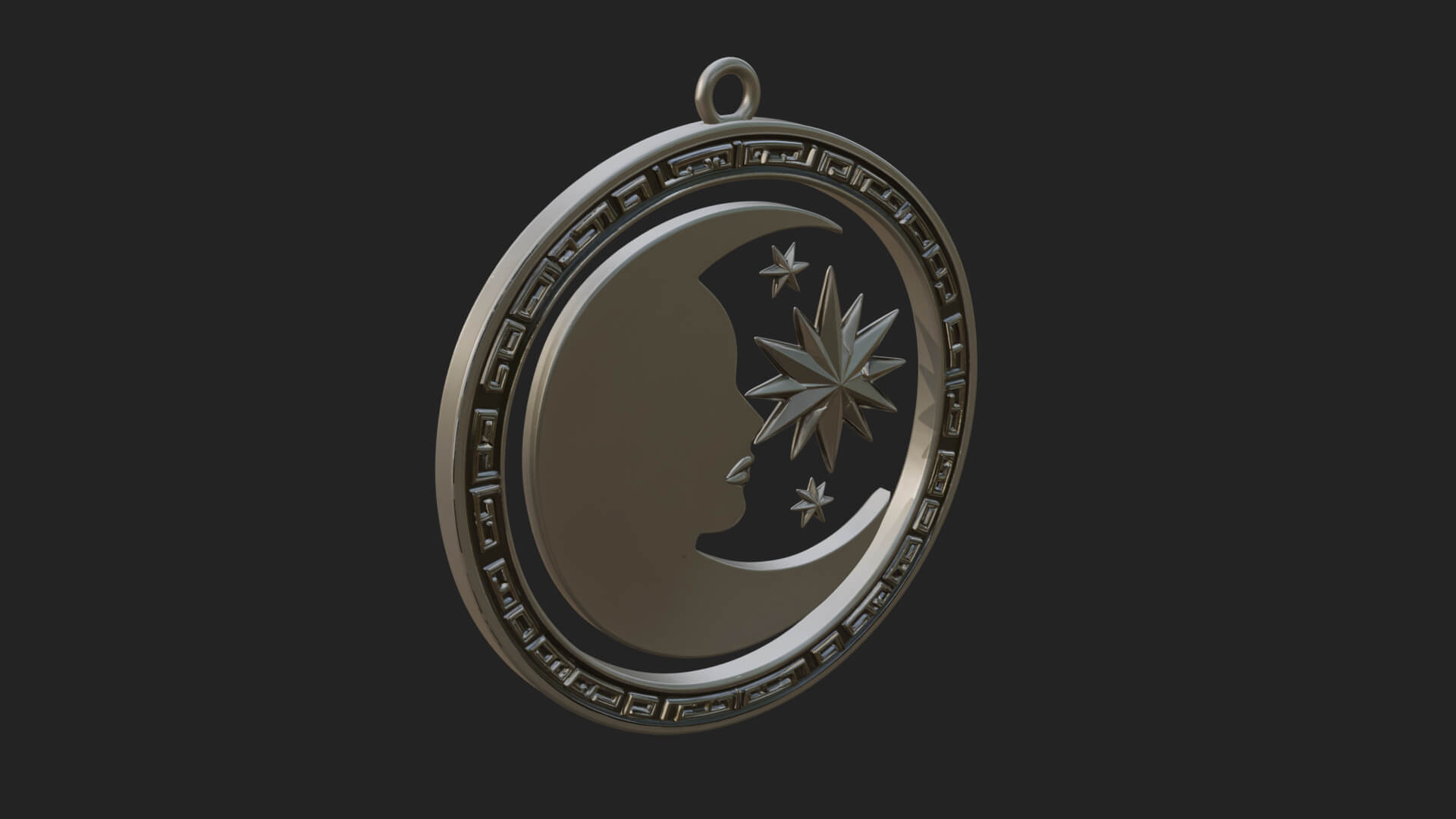Moon Face Oval Relief Plaque Design 1 3D Print Model 3D Model