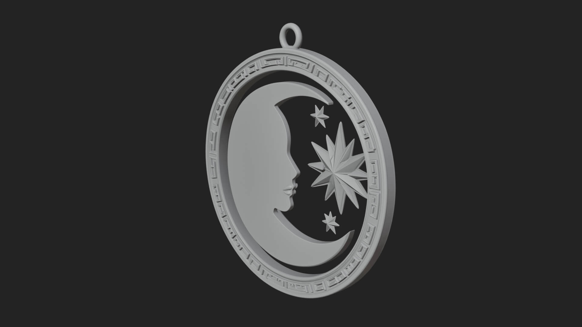 Moon Face Oval Relief Plaque Design 1 3D Print Model 3D Model