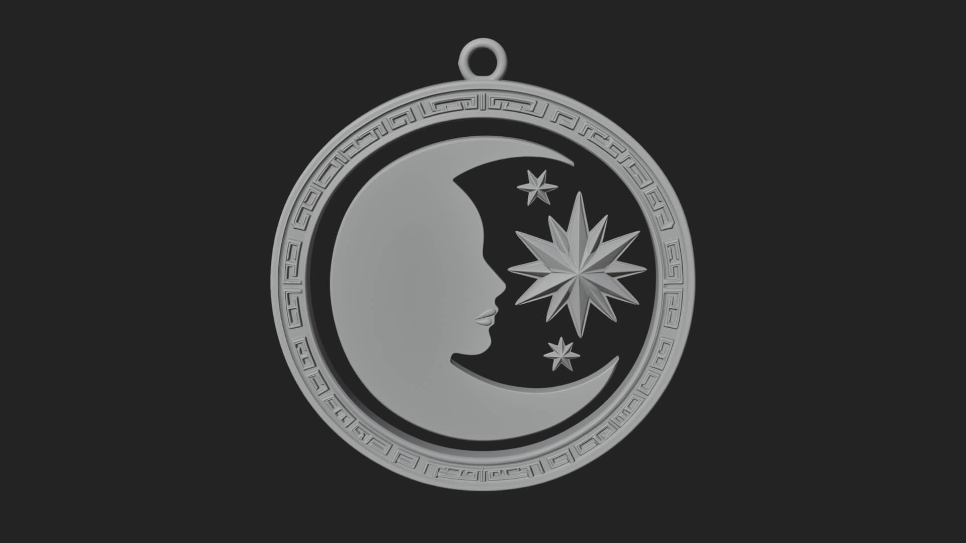 Moon Face Oval Relief Plaque Design 1 3D Print Model 3D Model