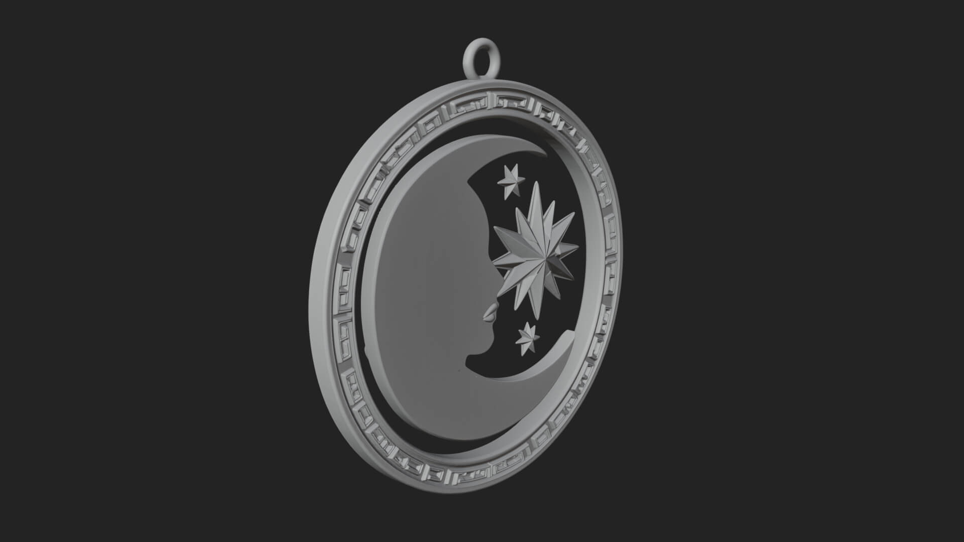 Moon Face Oval Relief Plaque Design 1 3D Print Model 3D Model