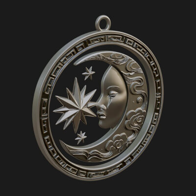 Moon Face Oval Relief Plaque Design 1 3D Print Model