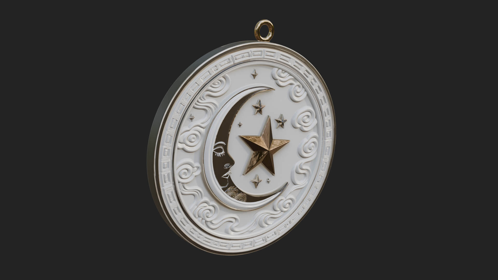 Moon Face Oval Relief Plaque Design 2 3D Print Model 3D Model