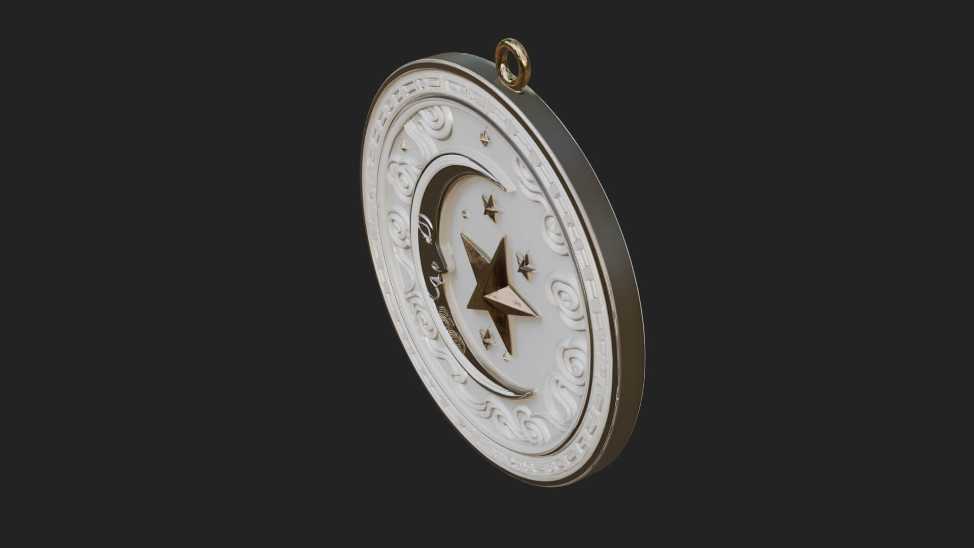 Moon Face Oval Relief Plaque Design 2 3D Print Model 3D Model
