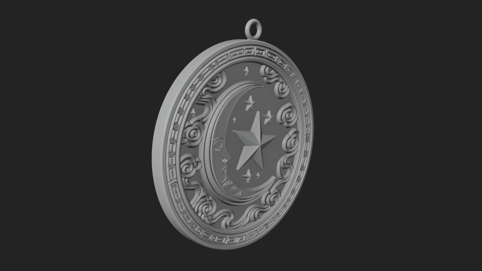 Moon Face Oval Relief Plaque Design 2 3D Print Model 3D Model