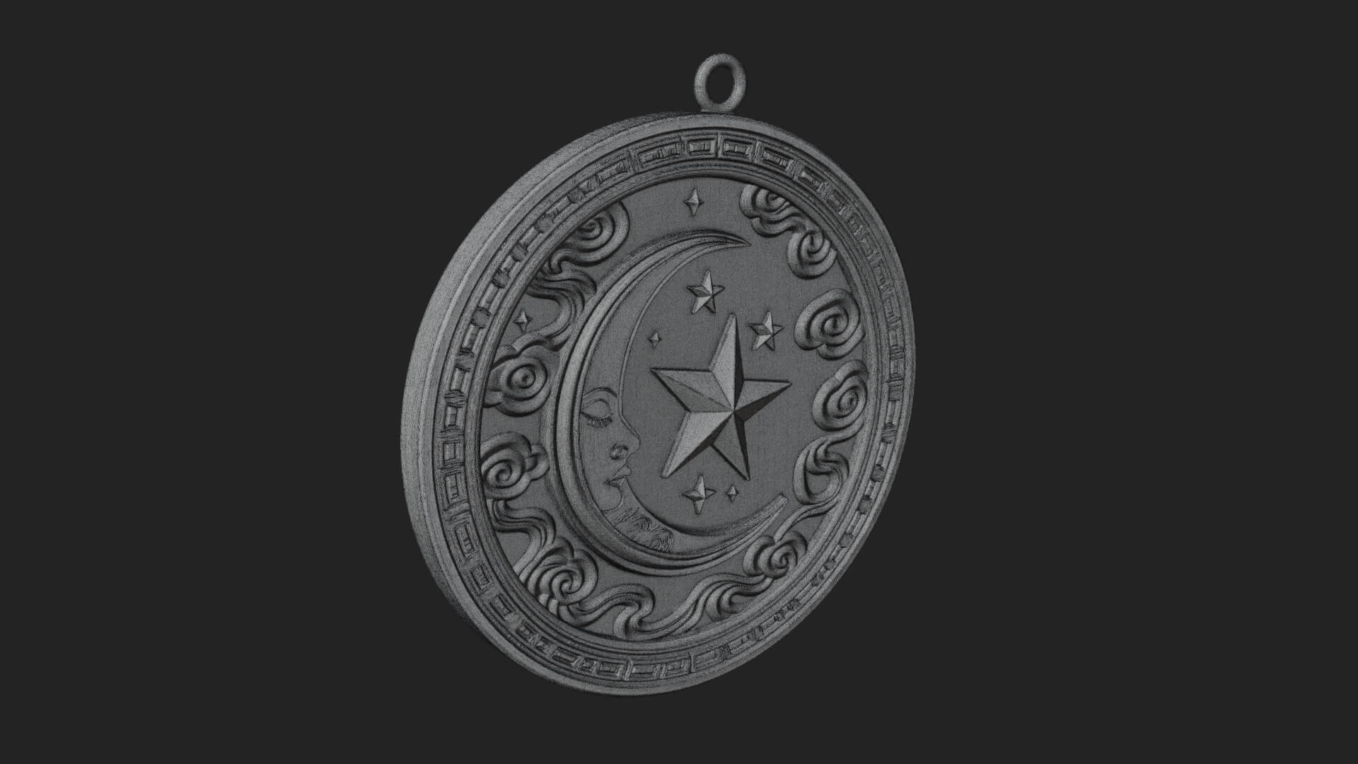 Moon Face Oval Relief Plaque Design 2 3D Print Model 3D Model