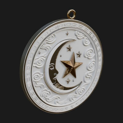 Moon Face Oval Relief Plaque Design 2 3D Print Model