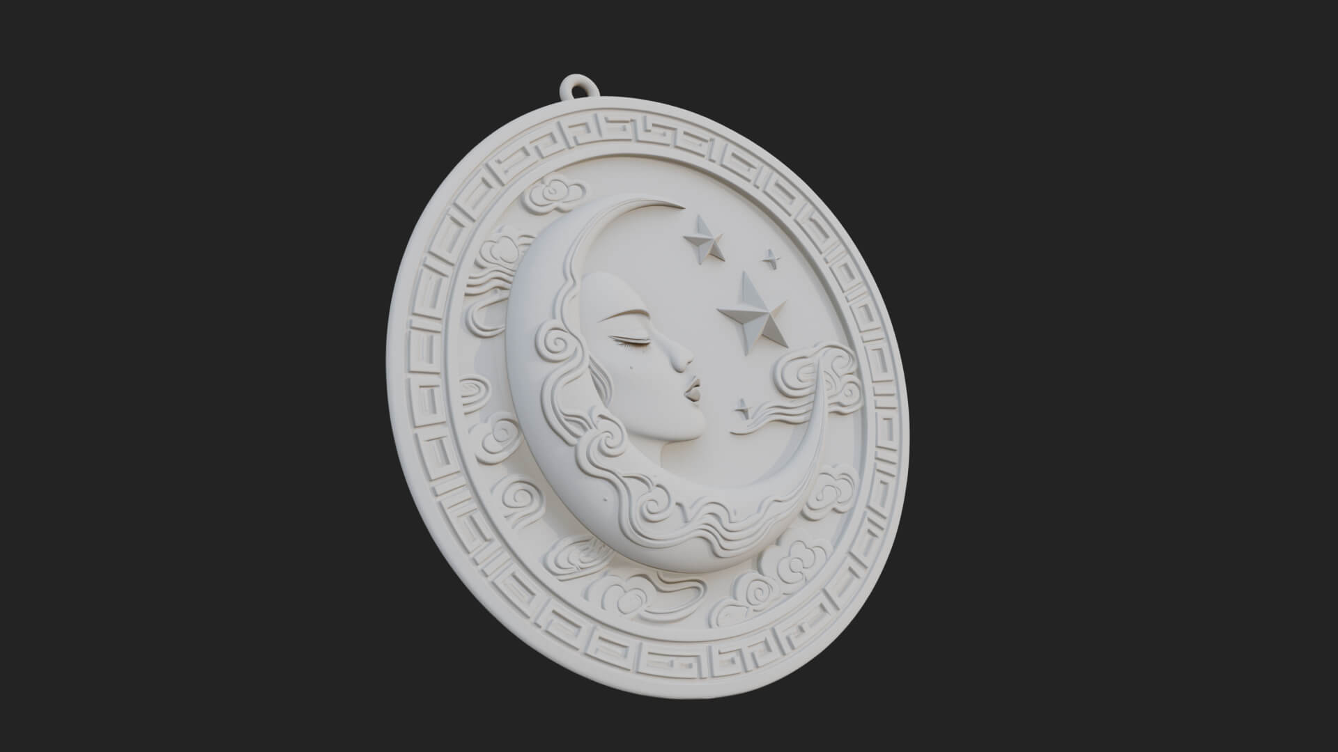 Moon Face Oval Relief Plaque Design 3 3D Print Model 3D Model