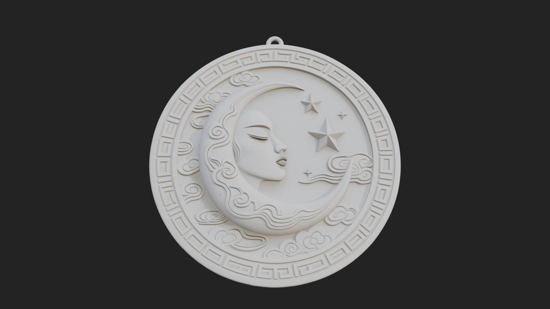 Moon Face Oval Relief Plaque Design 3 3D Print Model 3D Model