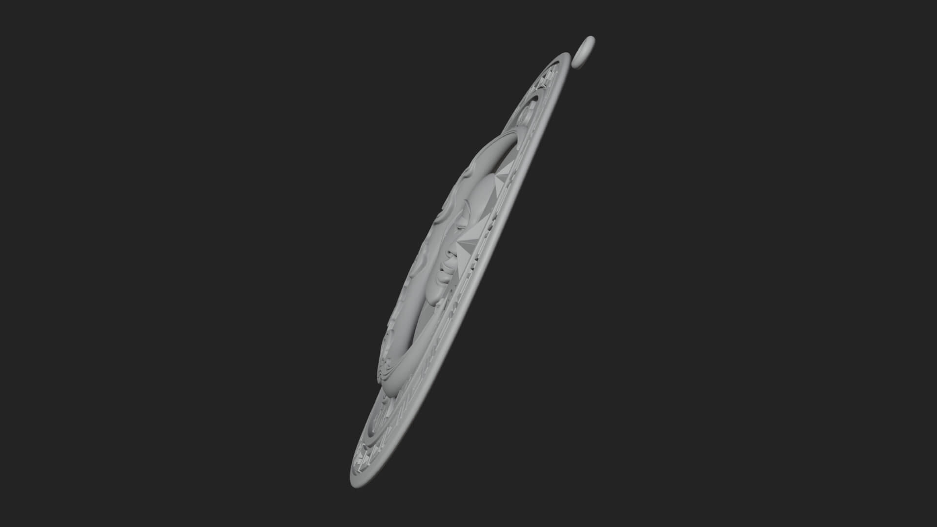 Moon Face Oval Relief Plaque Design 3 3D Print Model 3D Model