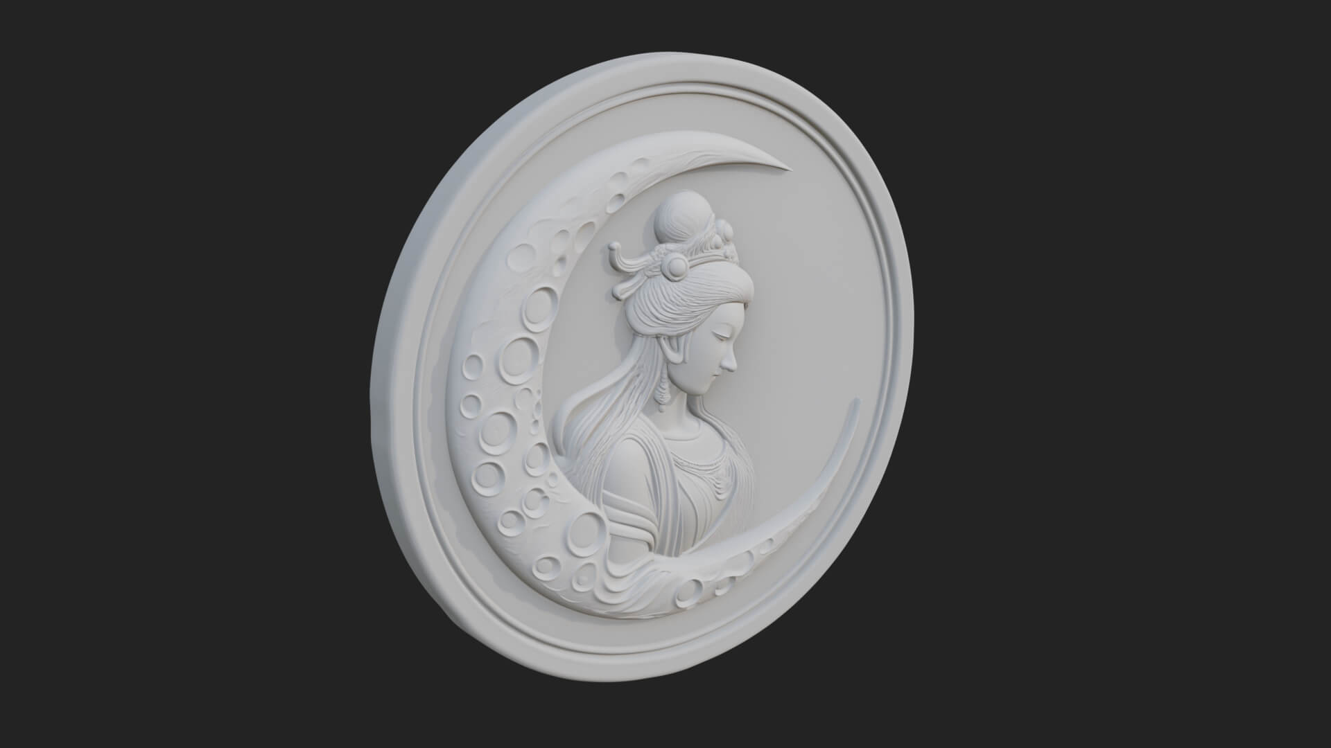 Moon Goddess Disc Plaque Design 2 3D Print Model 3D Model