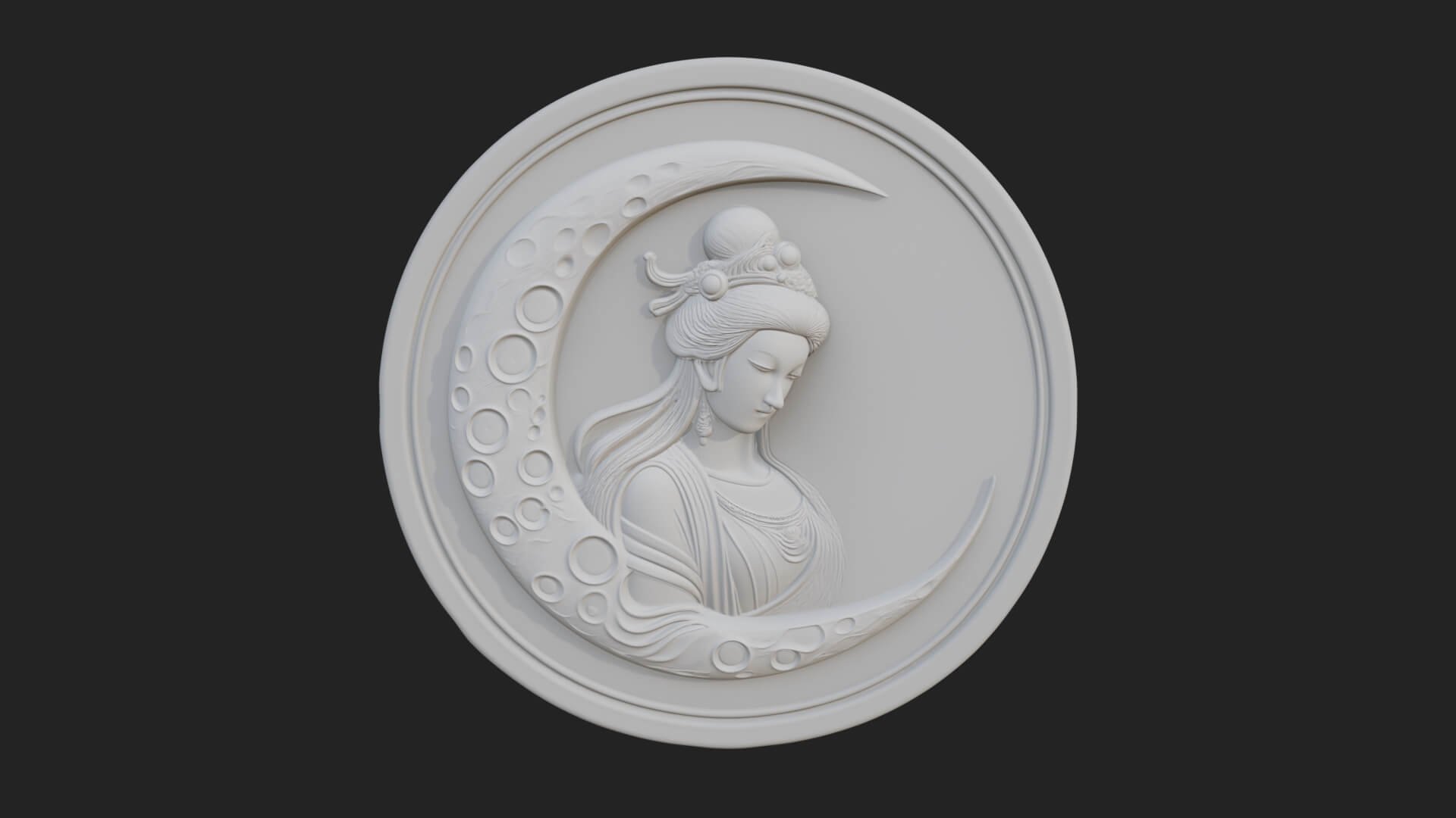Moon Goddess Disc Plaque Design 2 3D Print Model 3D Model