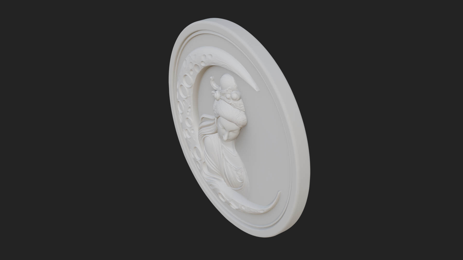 Moon Goddess Disc Plaque Design 2 3D Print Model 3D Model