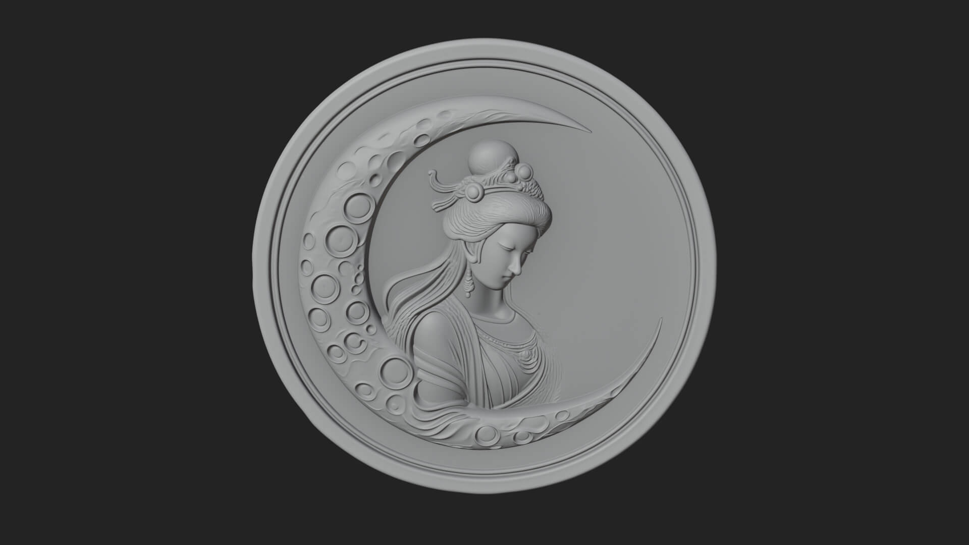 Moon Goddess Disc Plaque Design 2 3D Print Model 3D Model
