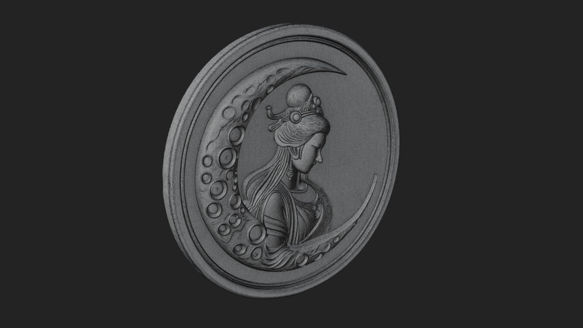 Moon Goddess Disc Plaque Design 2 3D Print Model 3D Model