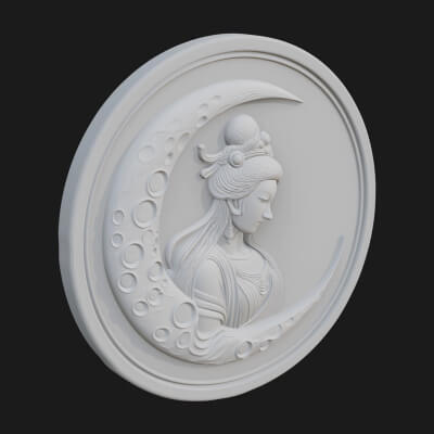 Moon Goddess Disc Plaque Design 2 3D Print Model