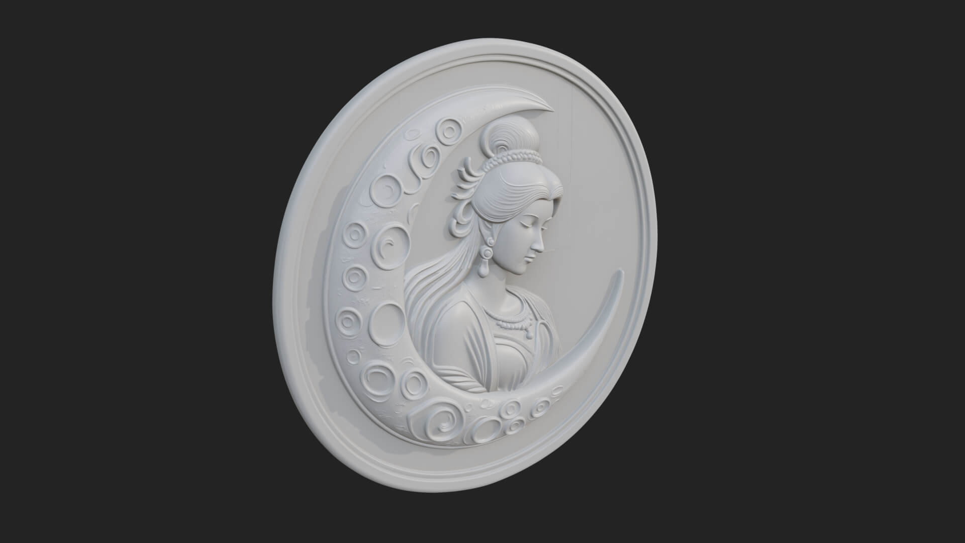 Moon Goddess Disc Plaque Design 3 3D Print Model 3D Model