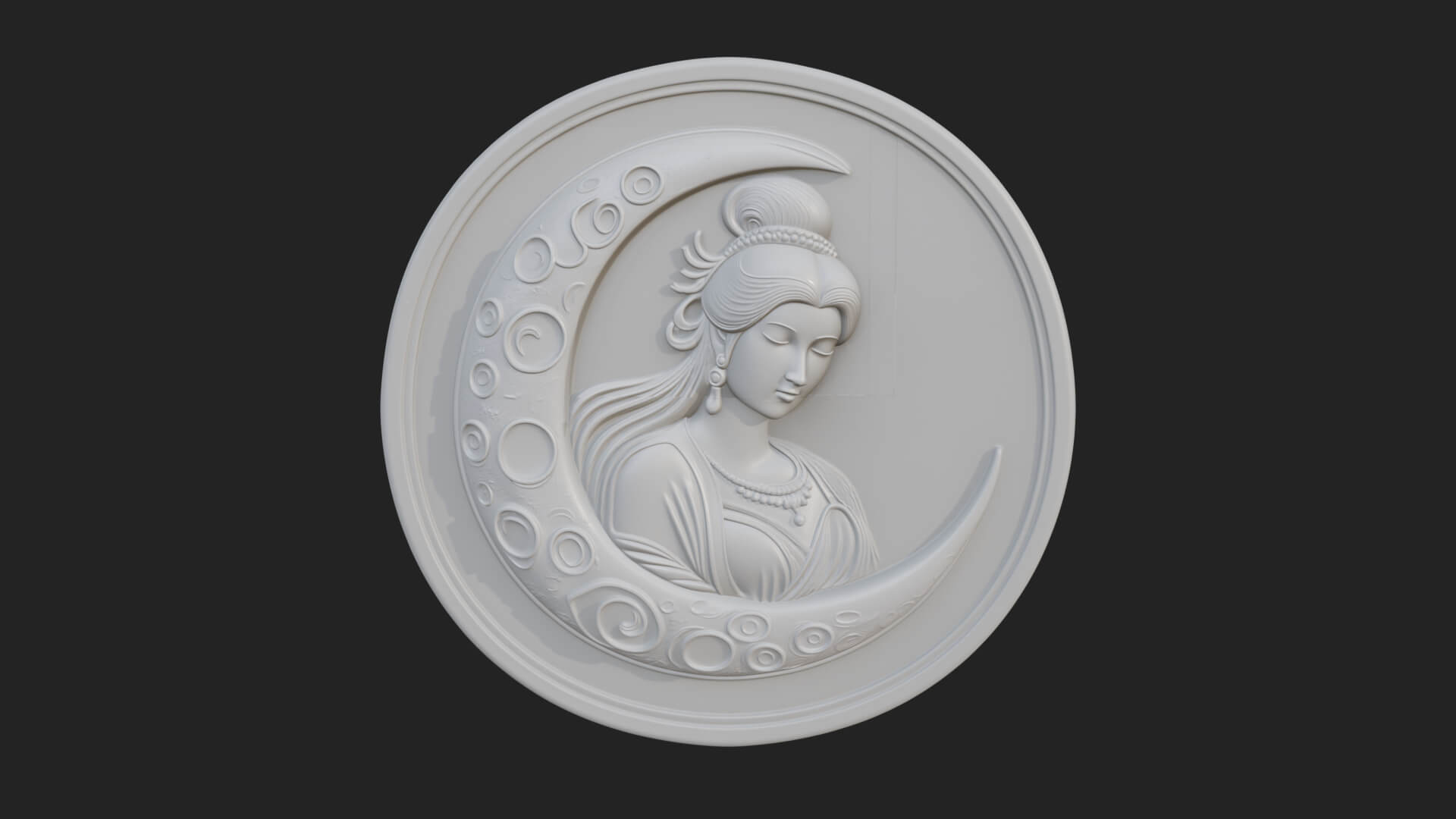 Moon Goddess Disc Plaque Design 3 3D Print Model 3D Model