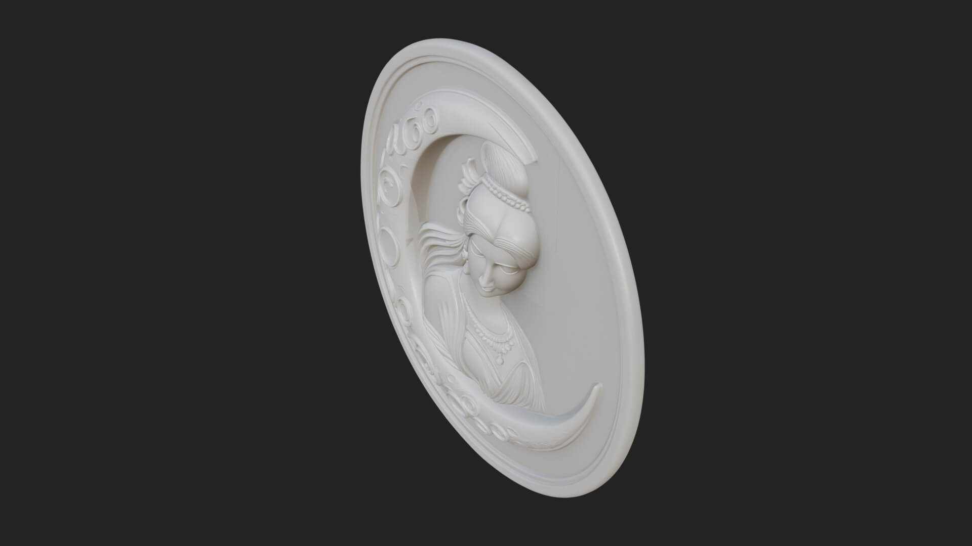 Moon Goddess Disc Plaque Design 3 3D Print Model 3D Model