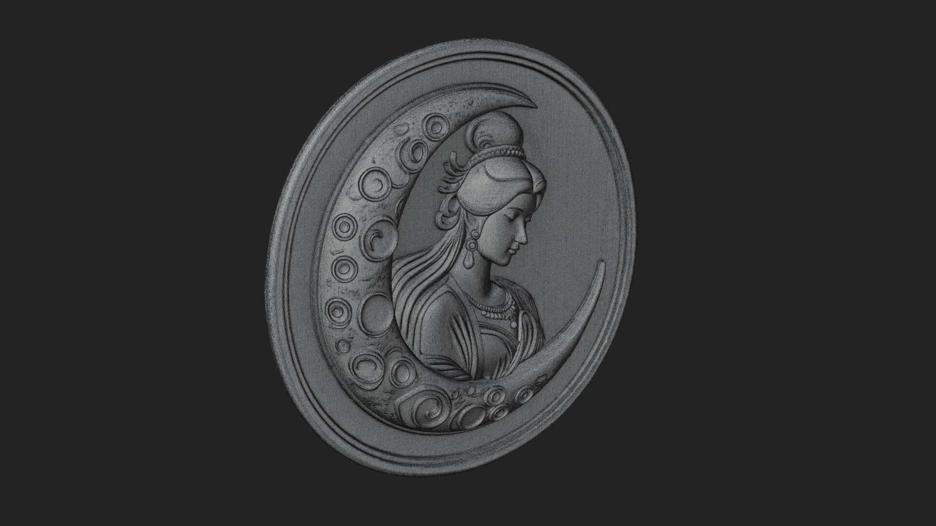 Moon Goddess Disc Plaque Design 3 3D Print Model 3D Model