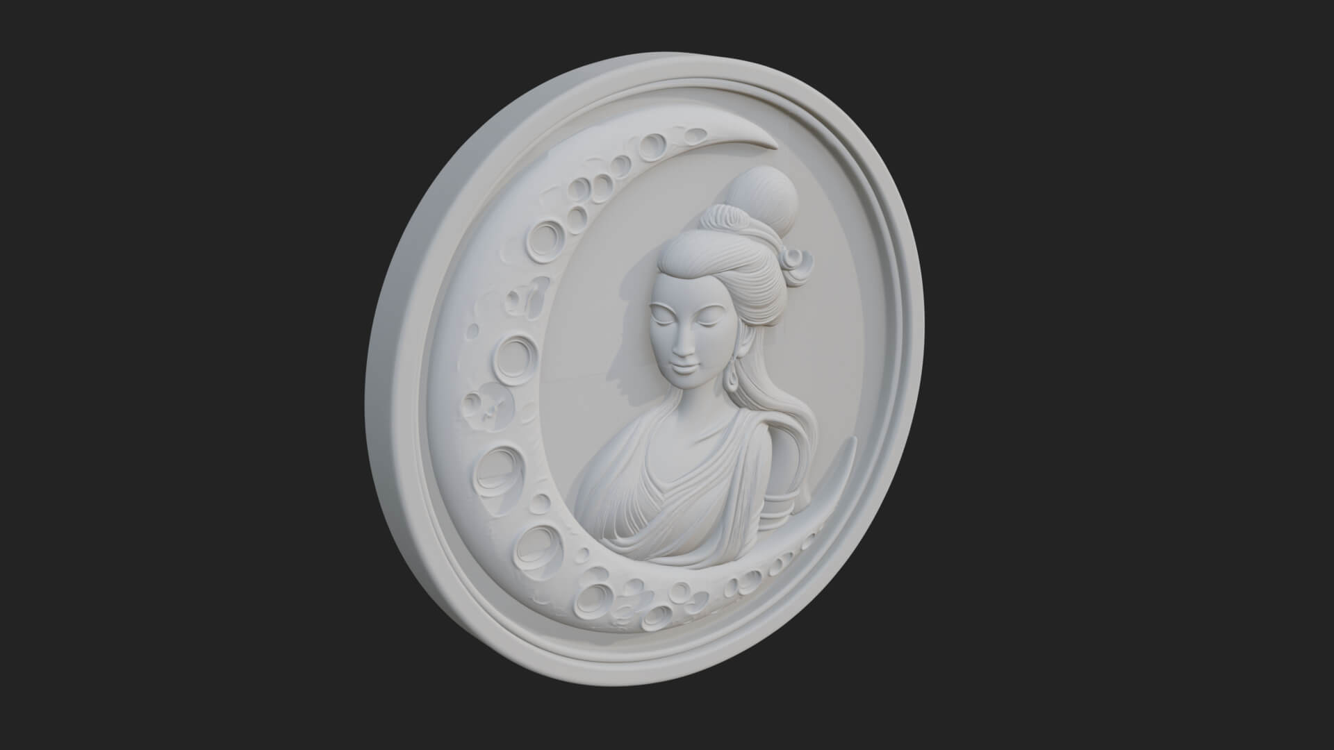 Moon Goddess Disc Plaque Design 4 3D Print Model 3D Model