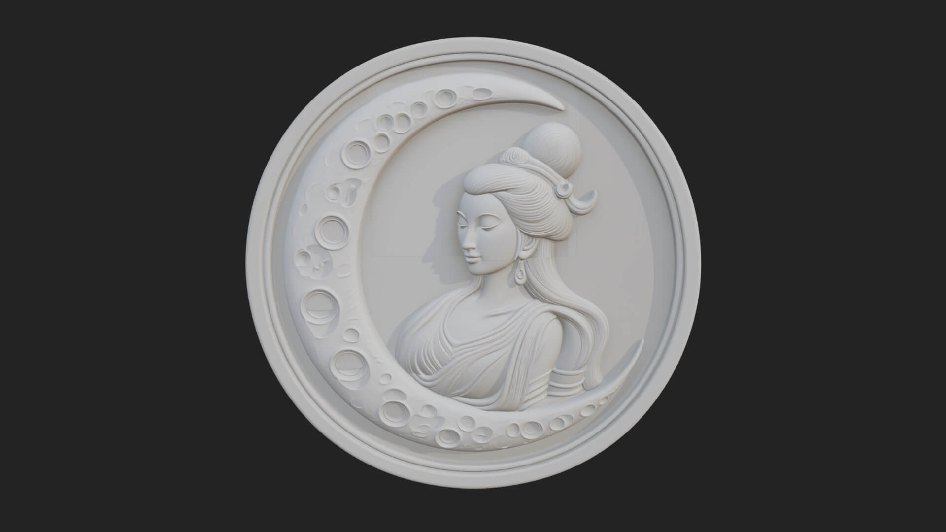 Moon Goddess Disc Plaque Design 4 3D Print Model 3D Model