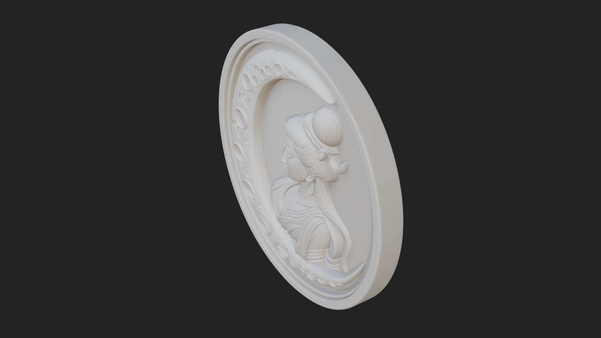 Moon Goddess Disc Plaque Design 4 3D Print Model 3D Model
