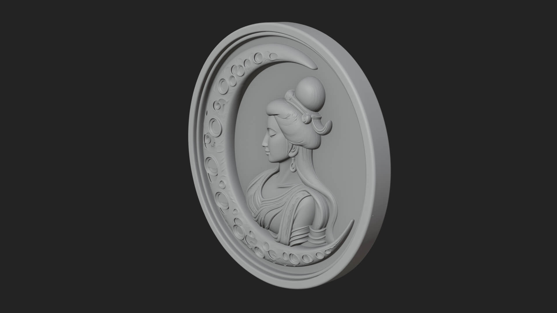 Moon Goddess Disc Plaque Design 4 3D Print Model 3D Model