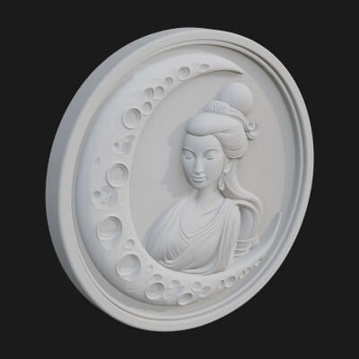 Moon Goddess Disc Plaque Design 4 3D Print Model