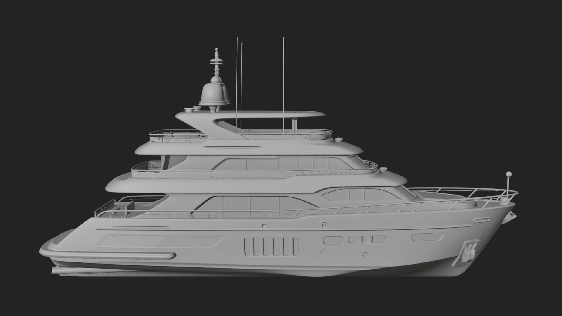 Motor Yacht Model Design 60 3D Print Model 3D Model