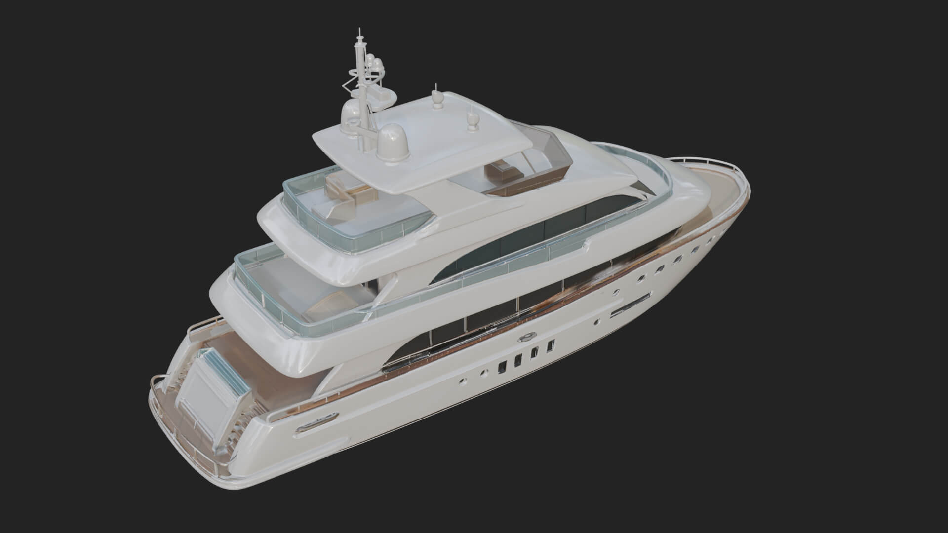 Motor Yacht Model Design 61 3D Print Model 3D Model
