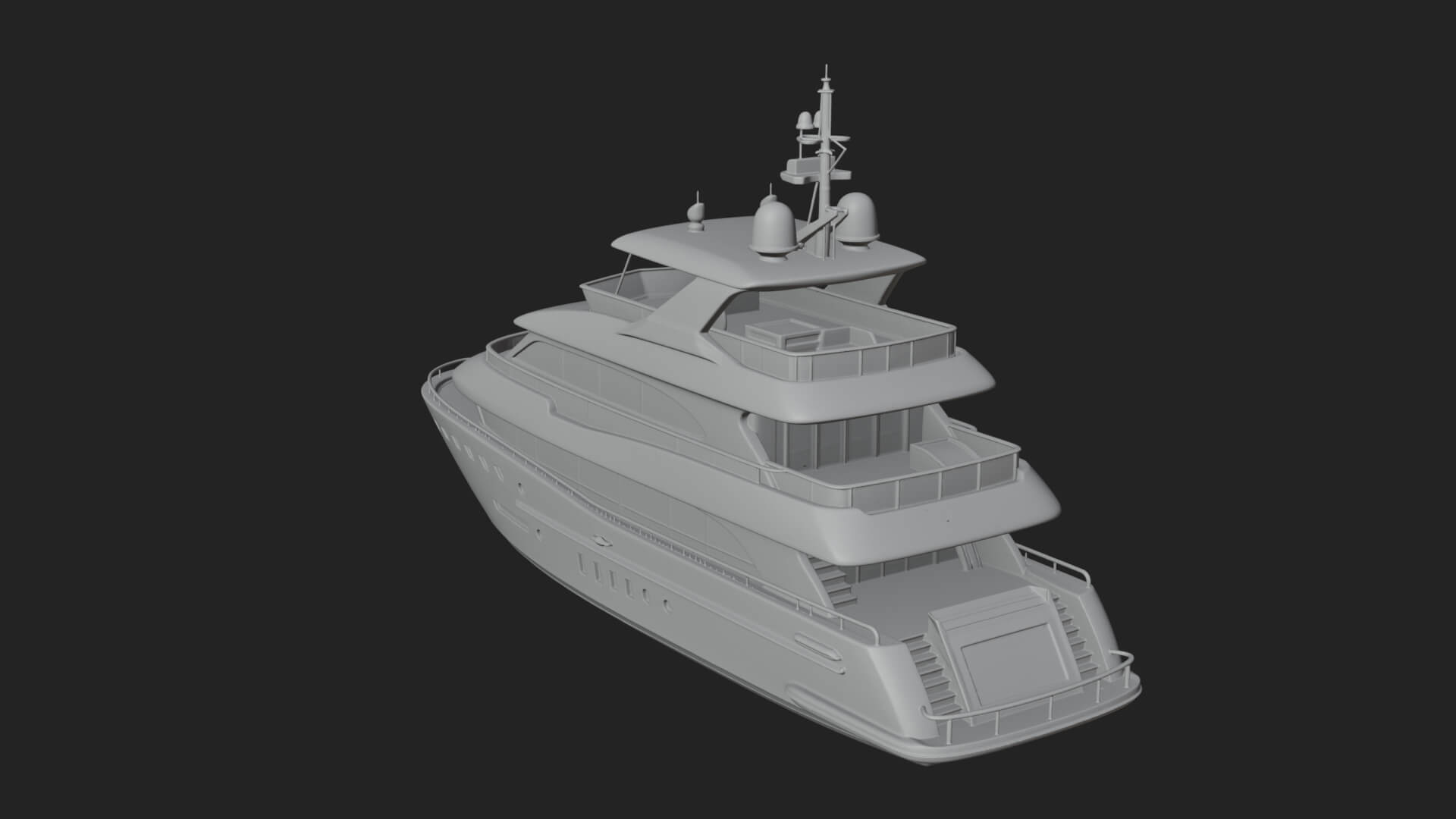 Motor Yacht Model Design 61 3D Print Model 3D Model