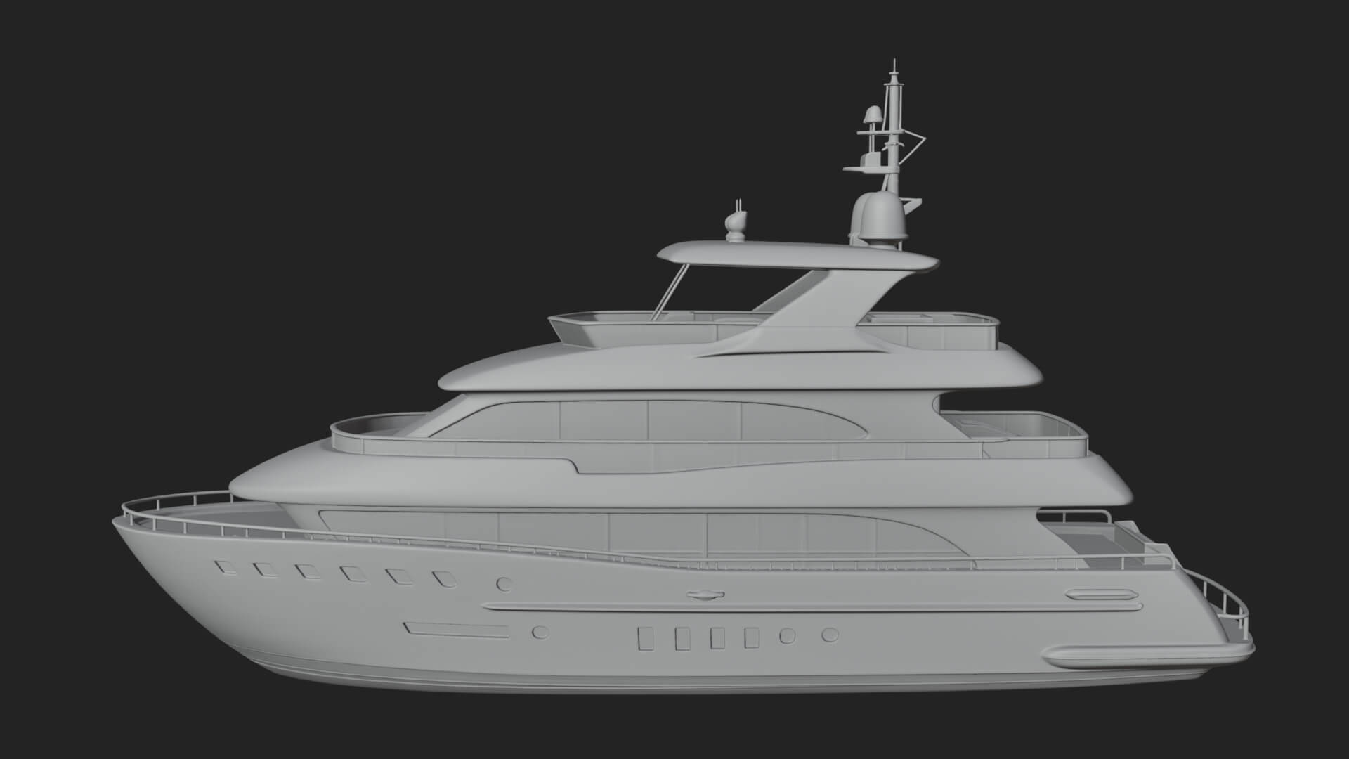 Motor Yacht Model Design 61 3D Print Model 3D Model