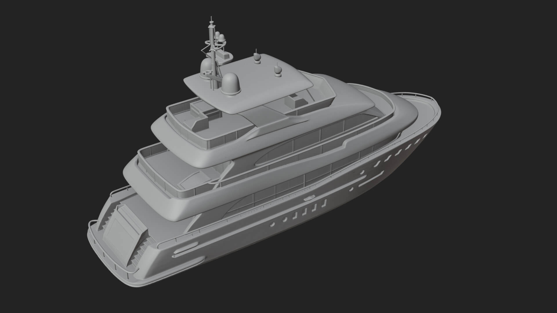 Motor Yacht Model Design 61 3D Print Model 3D Model