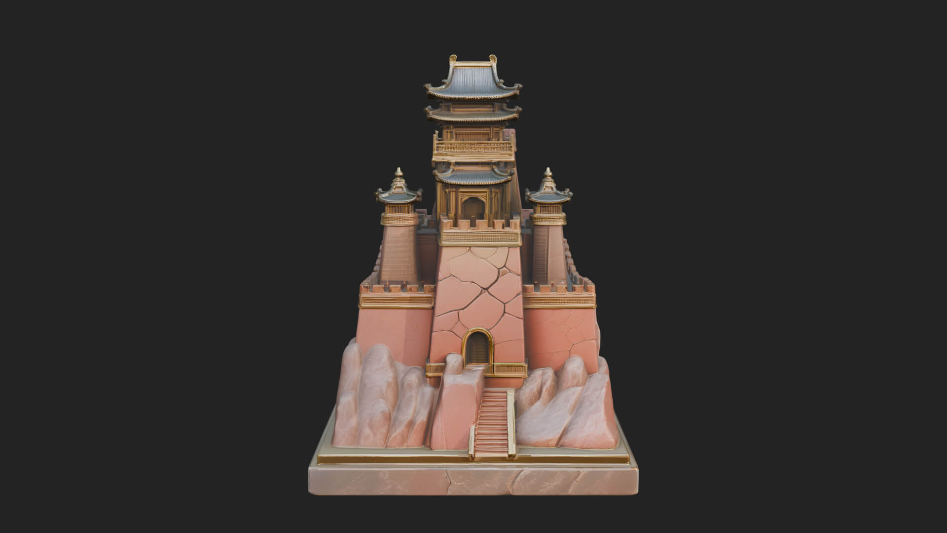 Mountain Fortress Castle Design 1 3D Print Model 3D Model
