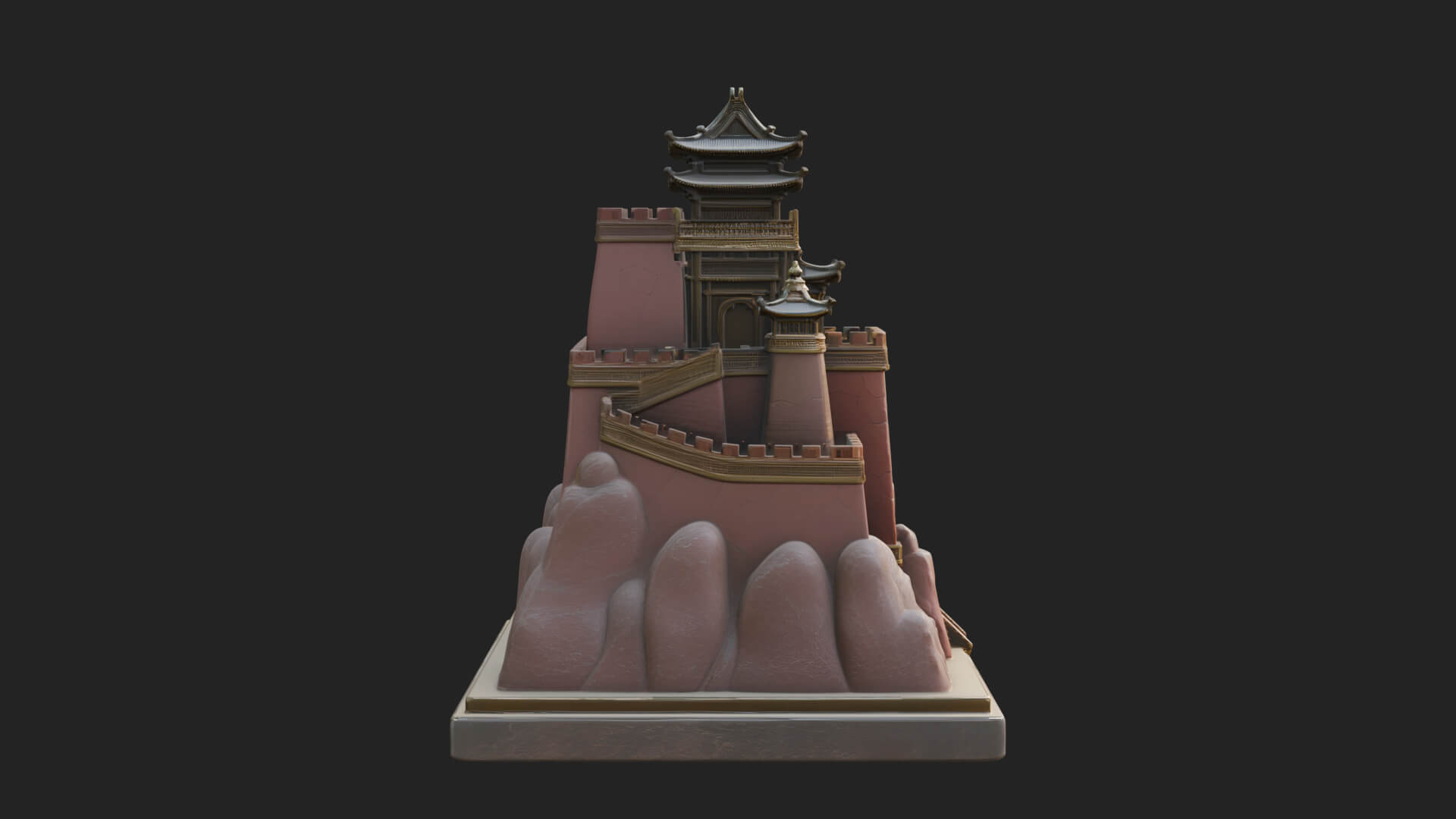 Mountain Fortress Castle Design 1 3D Print Model 3D Model