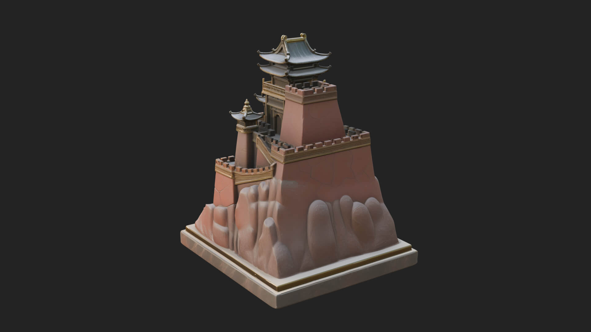 Mountain Fortress Castle Design 1 3D Print Model 3D Model