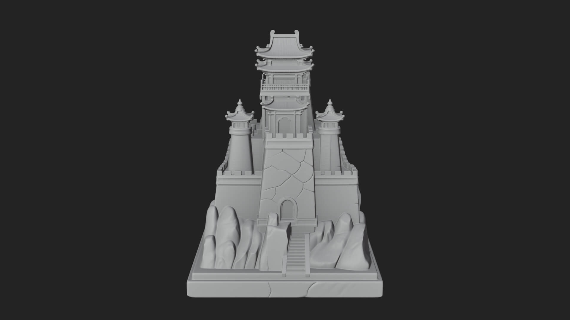 Mountain Fortress Castle Design 1 3D Print Model 3D Model