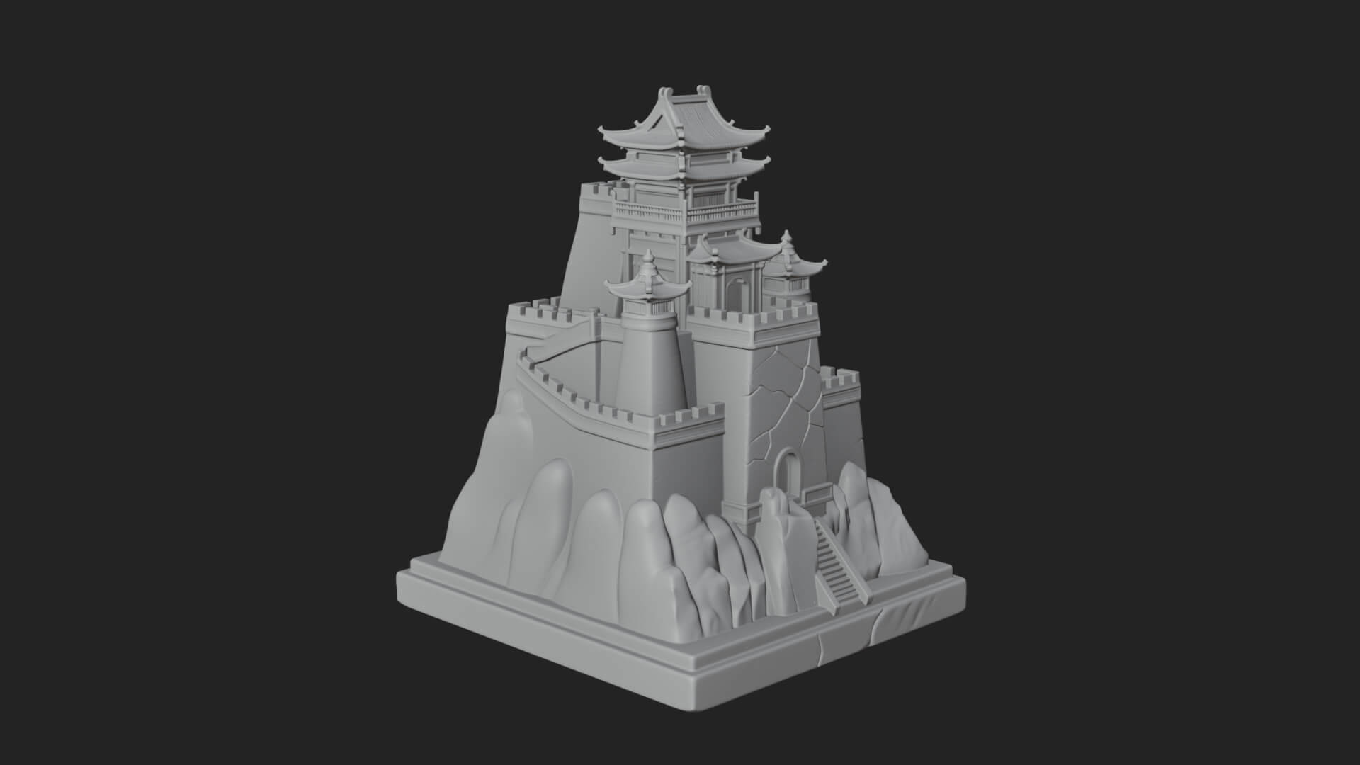 Mountain Fortress Castle Design 1 3D Print Model 3D Model